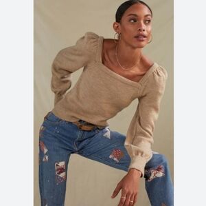 Anthropologie Square-Neck Knit Sweater